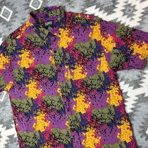 Super Massive Shirt Mens M Abstract Splatter Rayon Short Slv Dan Flashes